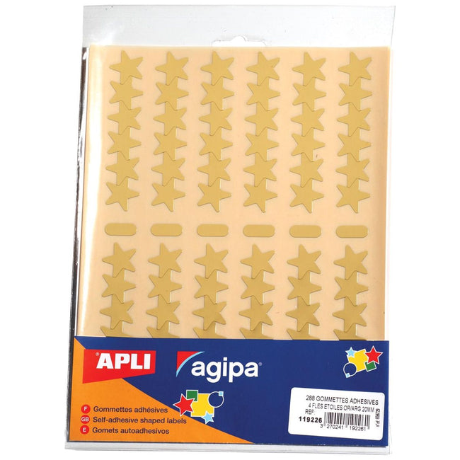 Agipa - Agipa metallic stickers, blister met 288 stuks, goud en zilver, ster 20 mm