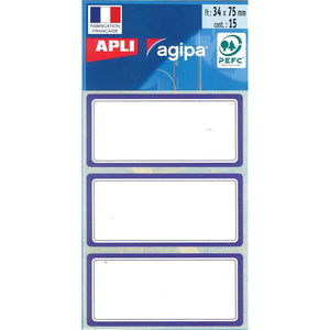 Agipa -   schooletiketten ft 75 x 34 mm (b x h), 24 etiketten per etui, blauwe rand