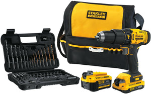 Stanley -  Fatmax schroefklopboormachine 18V, met 2 accu's, softbag en 50-delige accessoireset