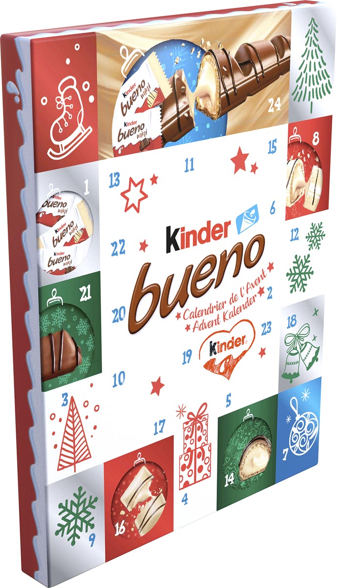 Merkloos - Kinder chocolade adventskalender, Bueno, doos van 167 g