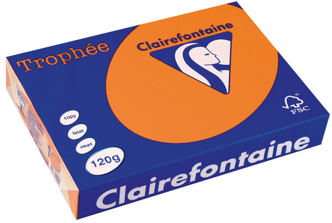 CLAIREFONTAINE - TROPHÉE Tél, papier coloré, A4, 120 g, 250 feuilles, orange