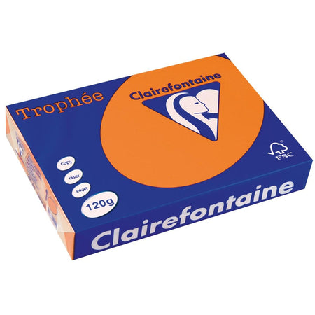 Clairefontaine - Trophée tel, colored paper, A4, 120 g, 250 sheets, orange