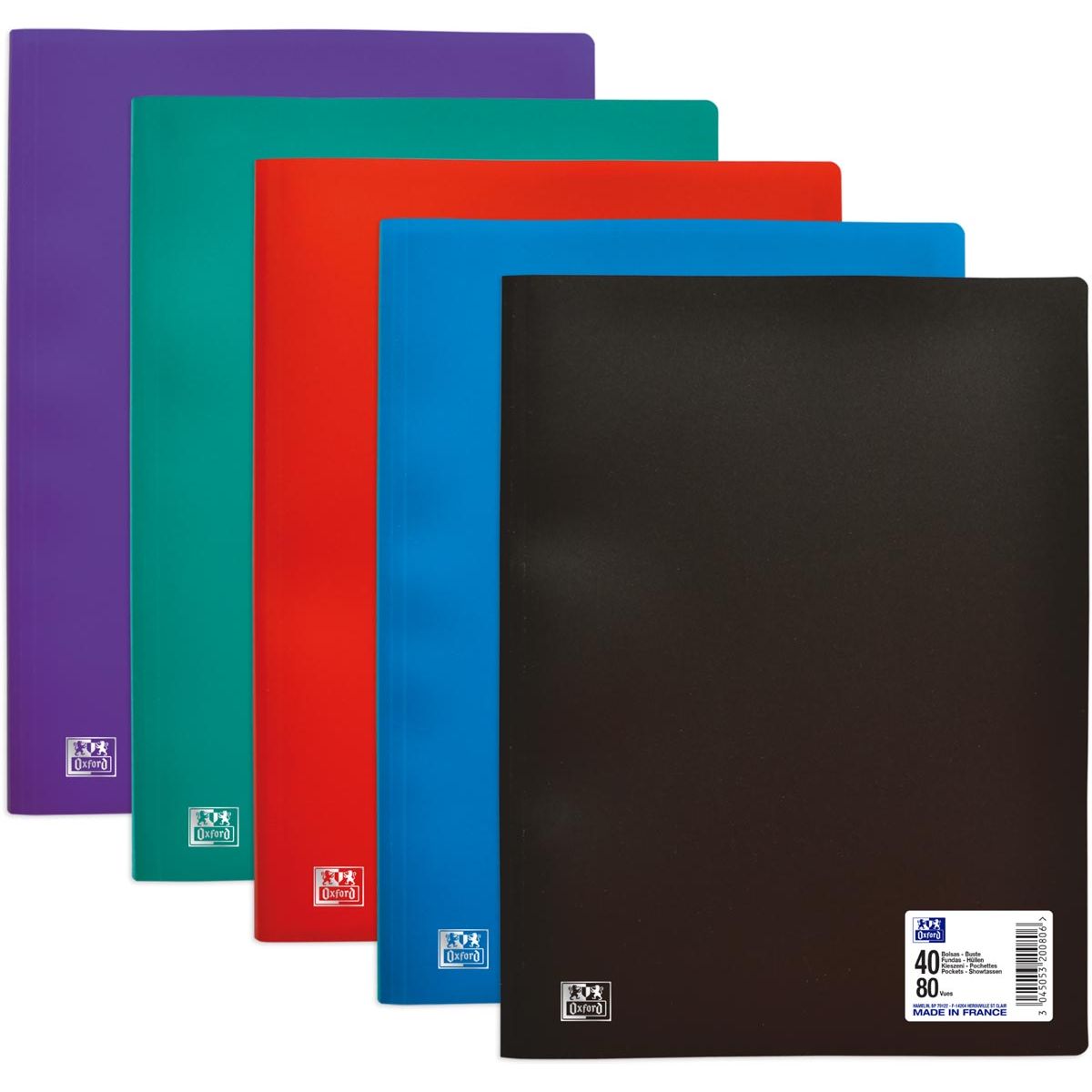 Oxford -   Initial lbum, ft A4, uit stevige PP, 40 tassen, geassorteerde kleuren