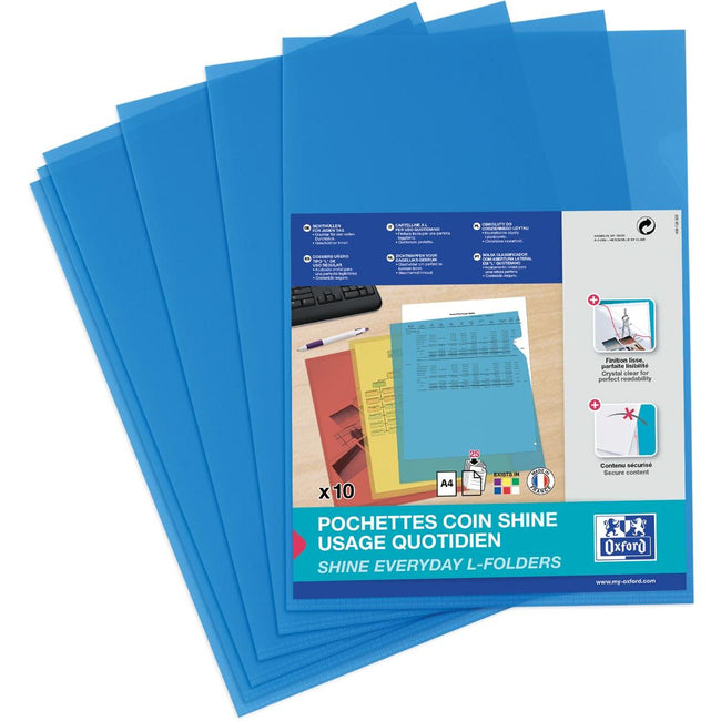Oxford - Shine L-folder, pack of 10, blue
