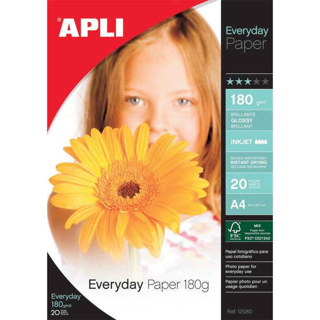Apli - photo paper Everyday ft A4, 180 g, pack of 20 sheets