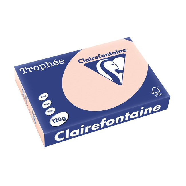 Clairefontaine - Trophée tel, papel de color, A4, 120 g, 250 hojas, salmón