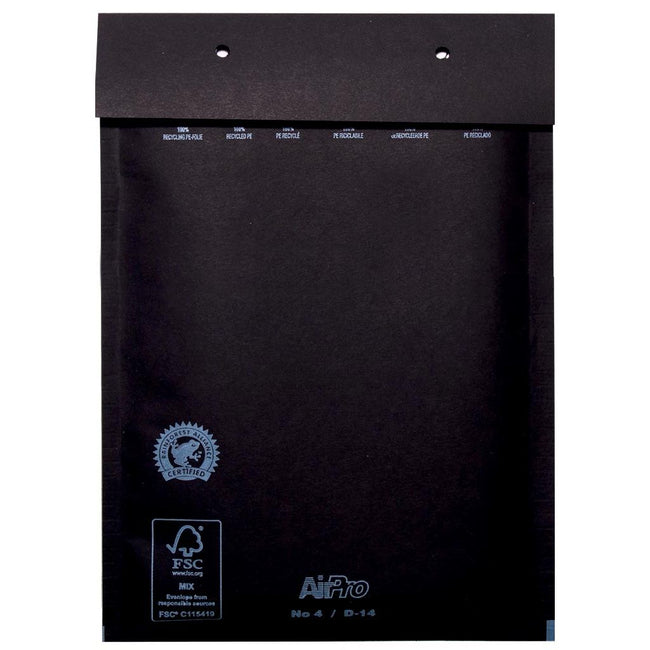 Airpro - Enveloppes à bulles 180x265 mm, boîte de 100 pièces, noires