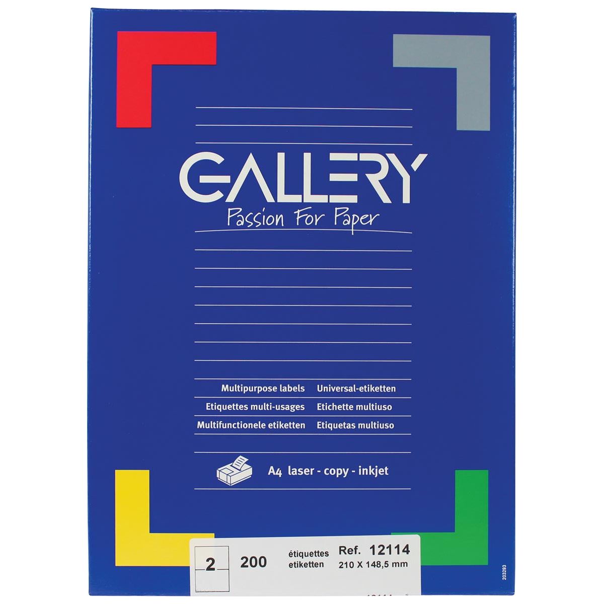 Gallery - Gallery witte etiketten ft 210 x 148,5 mm (b x h), rechte hoeken, doos van 200 etiketten