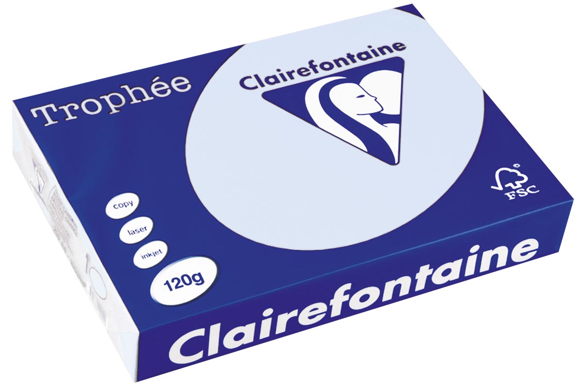 Clairefontaine - Trophée Tel, farbiges Papier, A4, 120 g, 250 Blätter, Azure Blau