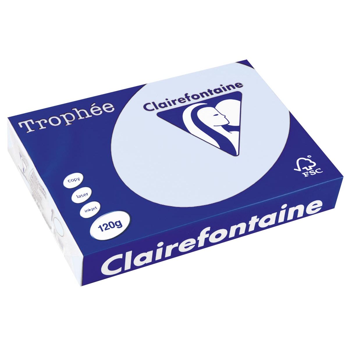 Clairefontaine - Trophée tel, colored paper, A4, 120 g, 250 sheets, azure blue
