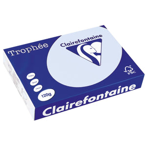 Clairefontaine - Trophée tel, papier coloré, A4, 120 g, 250 feuilles, bleu azur