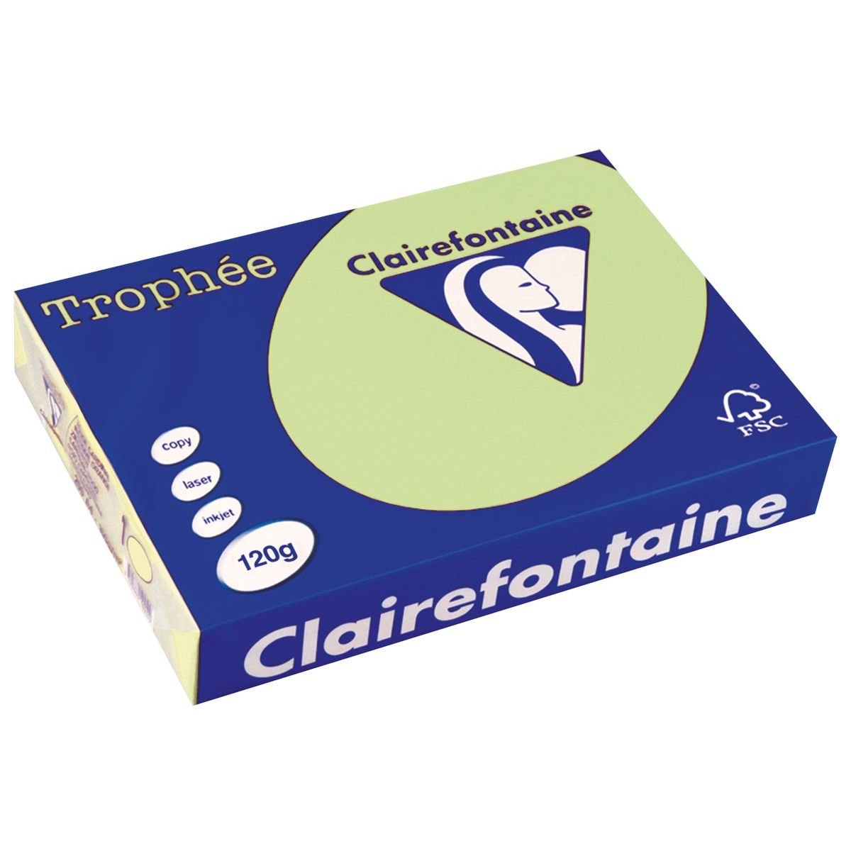 Clairefontaine - Trophée tel, colored paper, A4, 120 g, 250 sheets, green