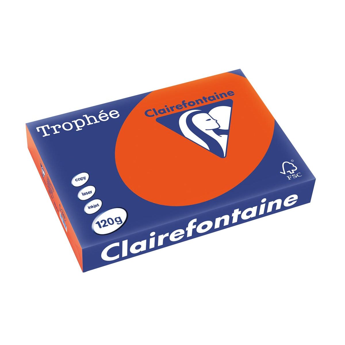 Clairefontaine - Trophée Intens, carta colorata, A4, 120 g, 250 fogli, rosso cardinale
