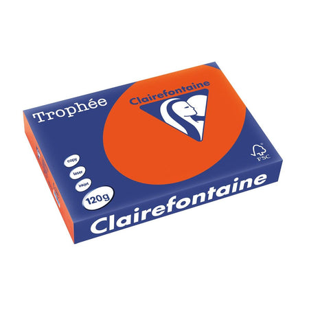 Clairefontaine - Trophée Intens, colored paper, A4, 120 g, 250 sheets, cardinal red