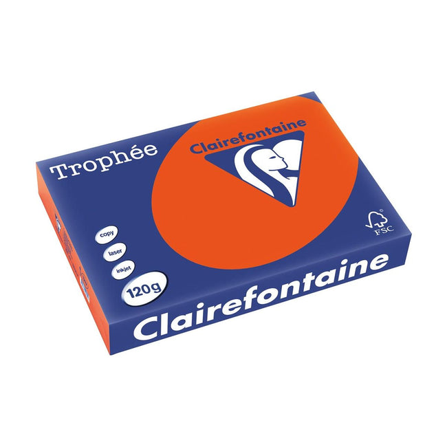 Clairefontaine - Trophée Intens, gekleurd papier, A4, 120 g, 250 vel, kardinaalrood