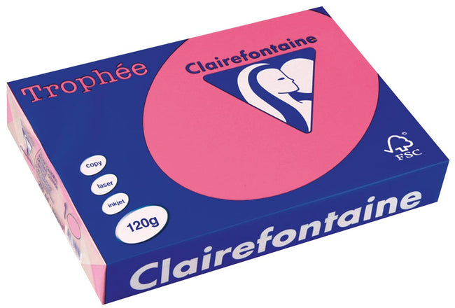 Clairefontaine - Trophée Intens, gekleurd papier, A4, 120 g, 250 vel, fuchsia