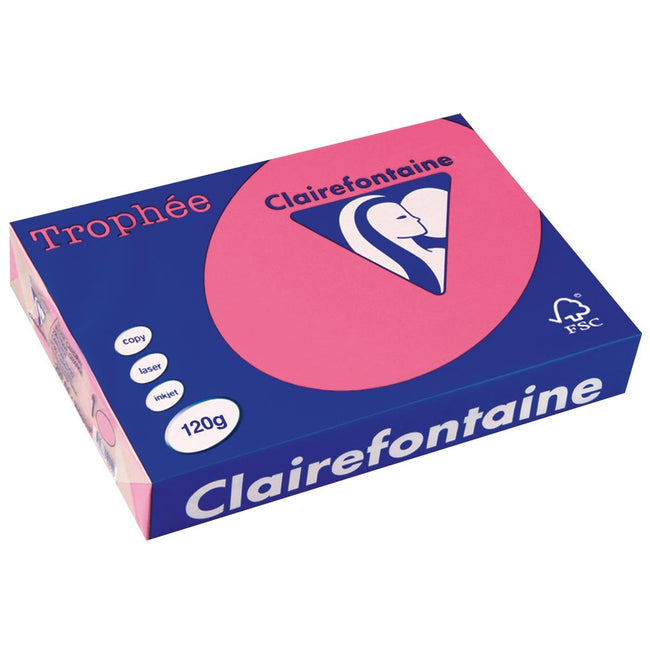 Clairefontaine - Trophée Intens, carta colorata, A4, 120 g, 250 fogli, fucsia
