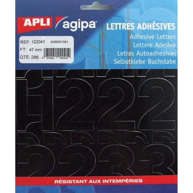 Agipa - etichette numeri altezza lettera 47 mm, 286 numeri