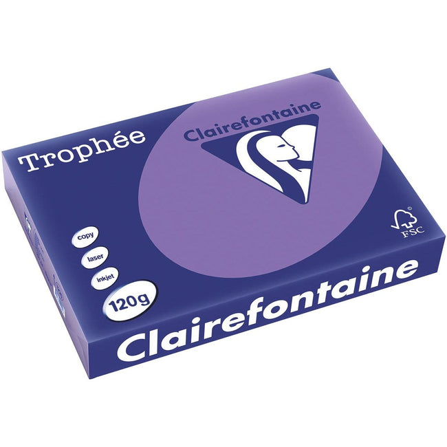 Clairefontaine - Trophée Intens, papel de color, A4, 120 g, 250 hojas, violeta
