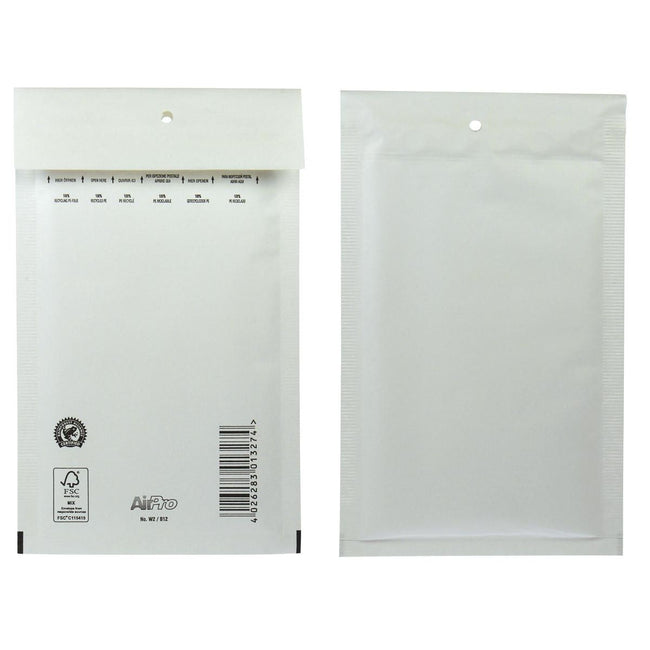 Airpro - Enveloppes à bulles pour bang, ft 120 x 215 mm, avec fermeture à bande, boîte de 200 pièces, blanc