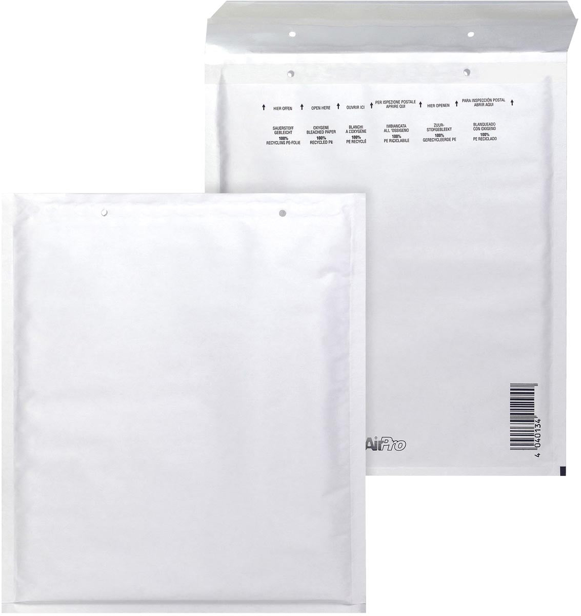 Airpro - Bong-Luftpolstertaschen, ft 220 x 265 mm, mit Streifenverschluss, Karton mit 100 Stück, weiß