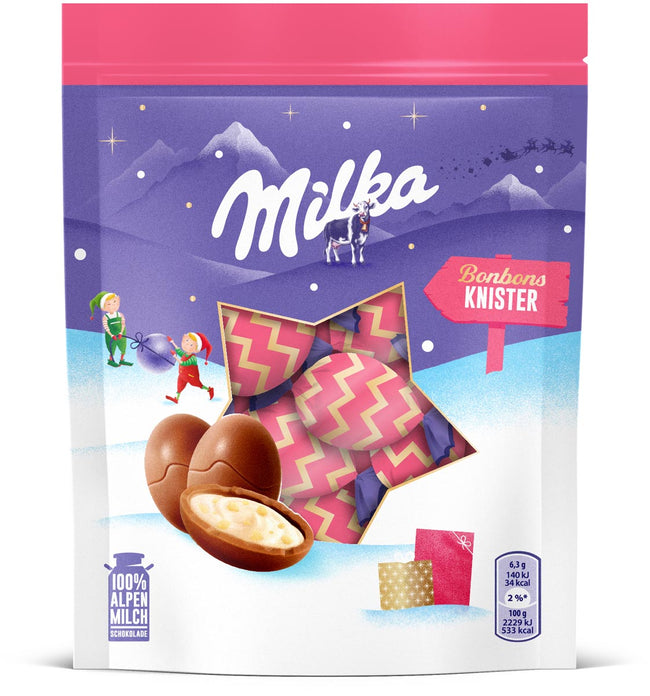 Milka - Knisterbonbons melkchocolade, zak van 86 g