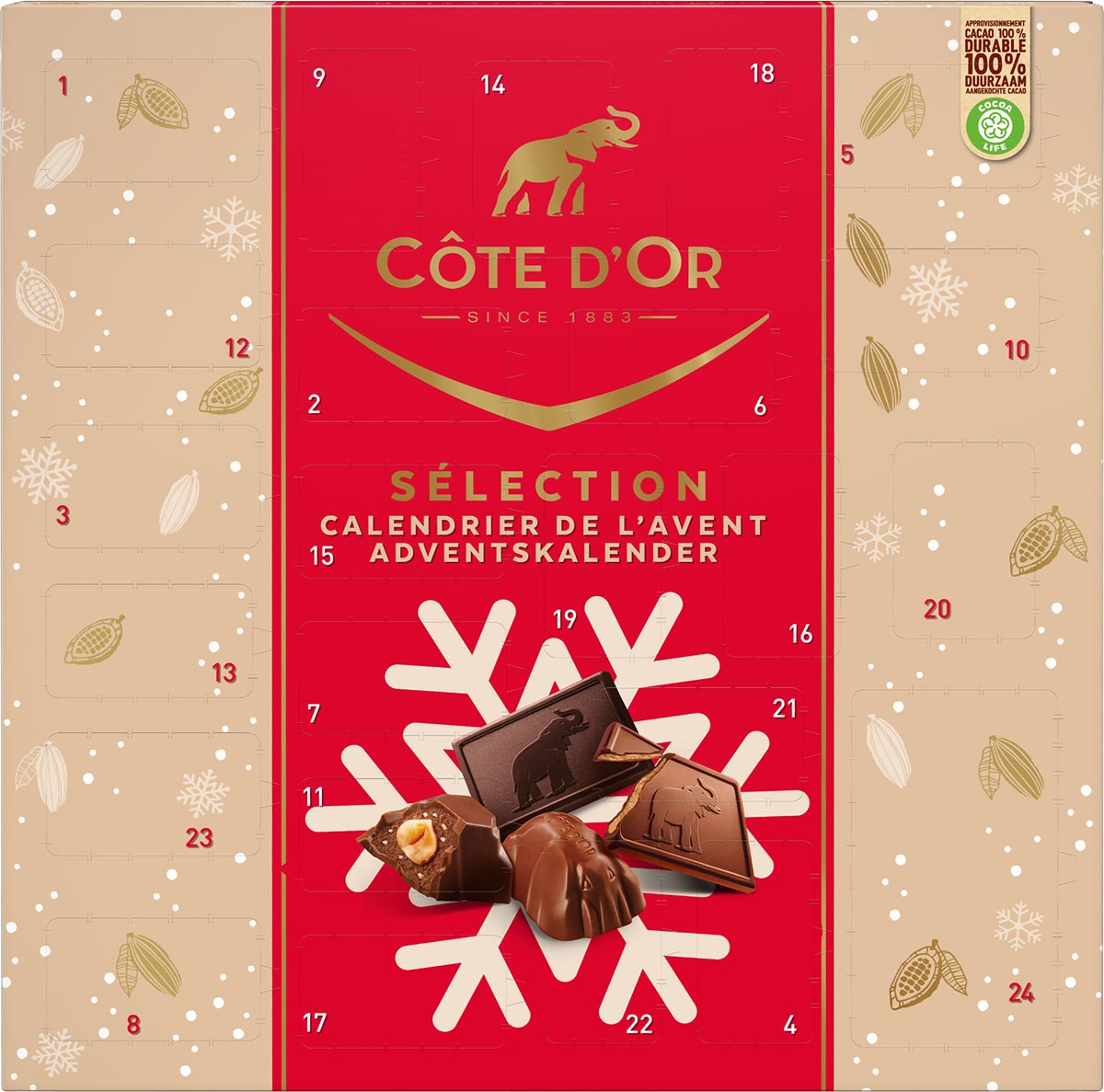 Côte d'Or - Côte d'Or chocolade adventskalender, doos van 235 g