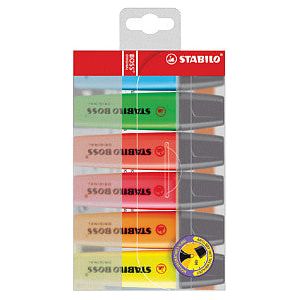 STABILO - BOSS ORIGINAL markeerstift, etui van 6 stuks in geassorteerde kleuren