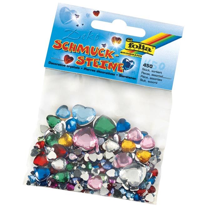 Folia - decorative stones 450 pieces, hearts