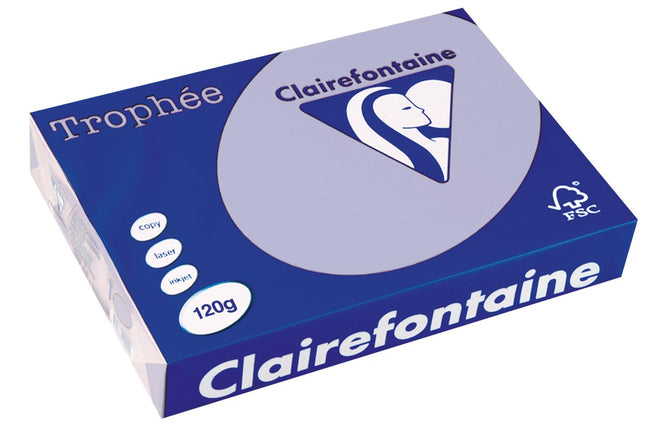 Clairefontaine - Trophée Tel, papier coloré, A4, 120 g, 250 feuilles, bleu lavande