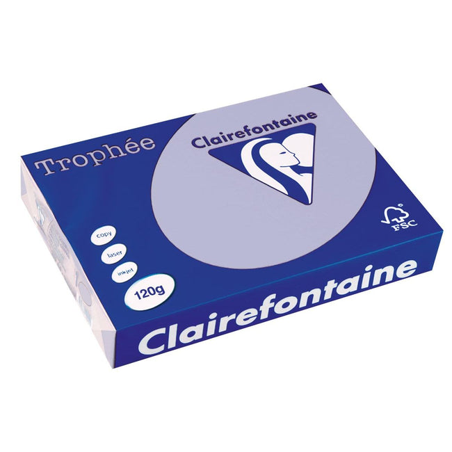 Clairefontaine - Trophée tel, papel de color, A4, 120 g, 250 hojas, azul lavanda