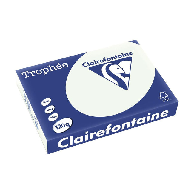 Clairefontaine - Trophée Tel, papier coloré, A4, 120 g, 250 feuilles, vert clair