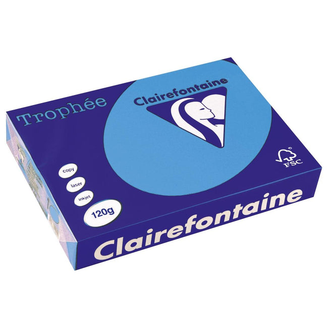 Clairefontaine - Trophée Intens, gekleurd papier, A4, 120 g, 250 vel, koningsblauw