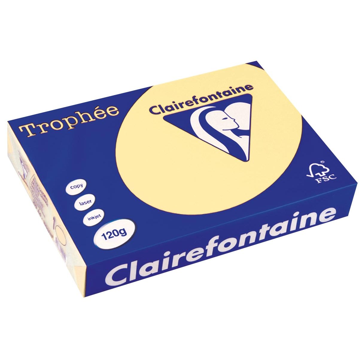 Clairefontaine - Trophée tel, papel de color, A4, 120 g, 250 hojas, amarillo canario