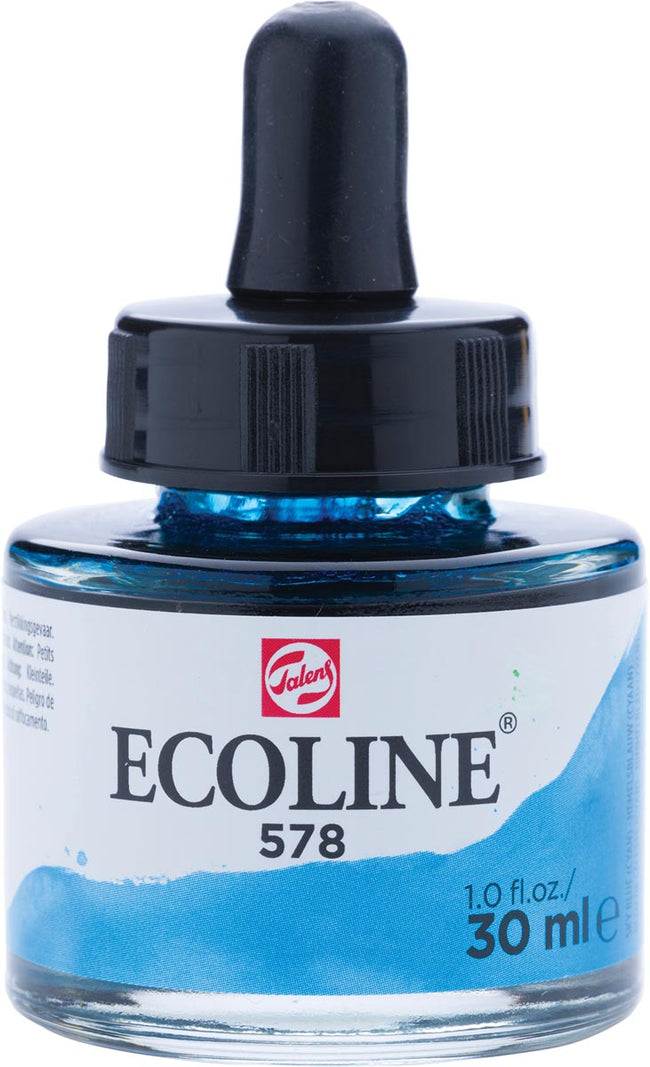 Talens - Aquarelle Ecoline flacon de 30 ml, bleu ciel (cyan)