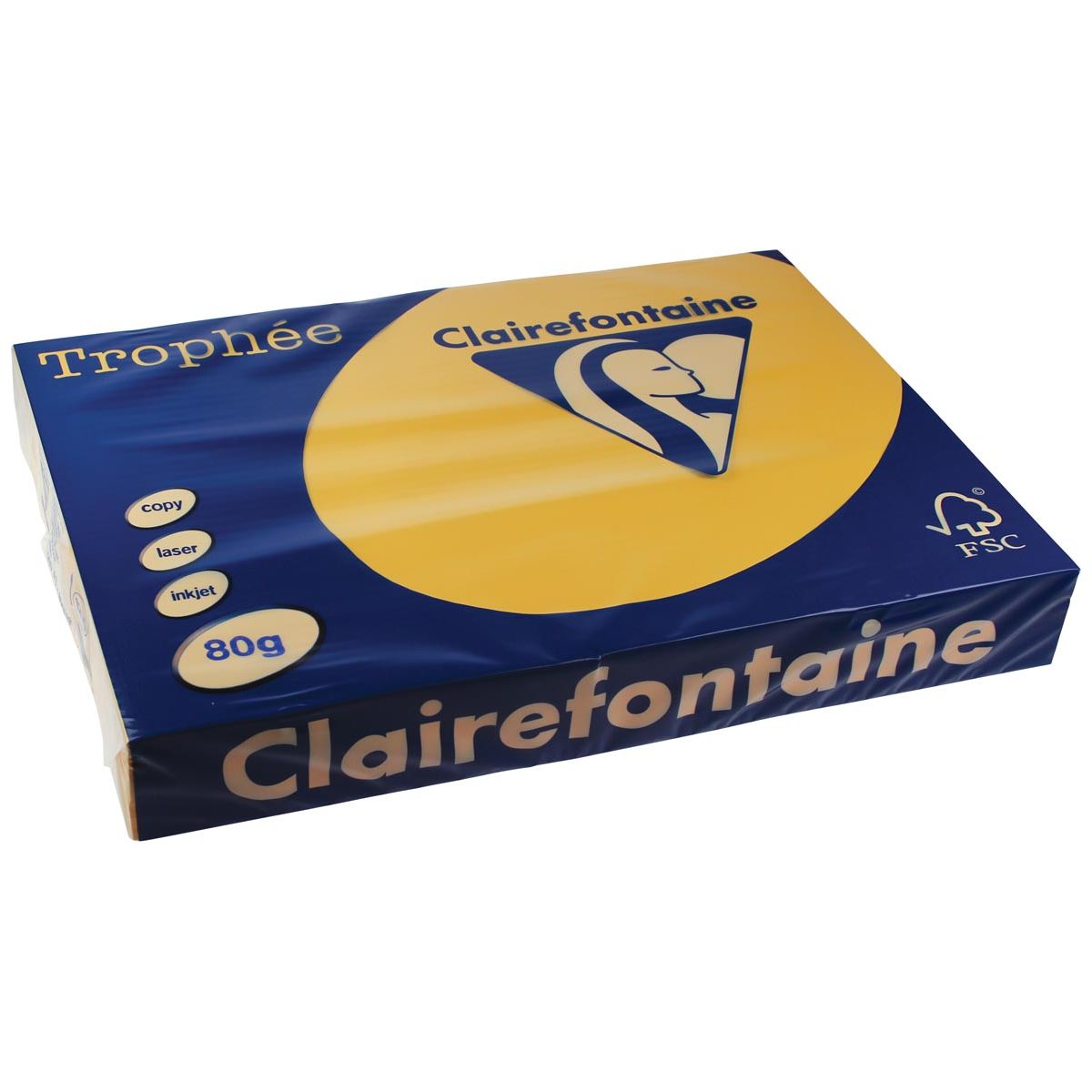 Clairefontaine - Trophée Tél, papier coloré, A3, 80 g, 500 feuilles, jaune doré