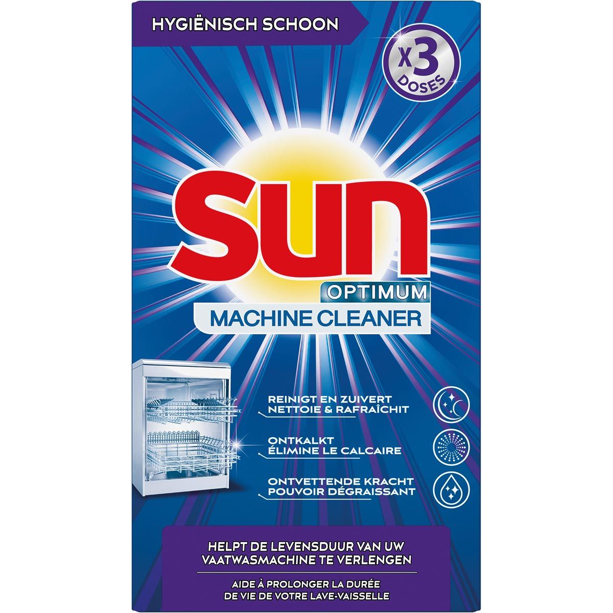 Sun - Limpiador óptimo para lavavajillas, caja de 3 dosis