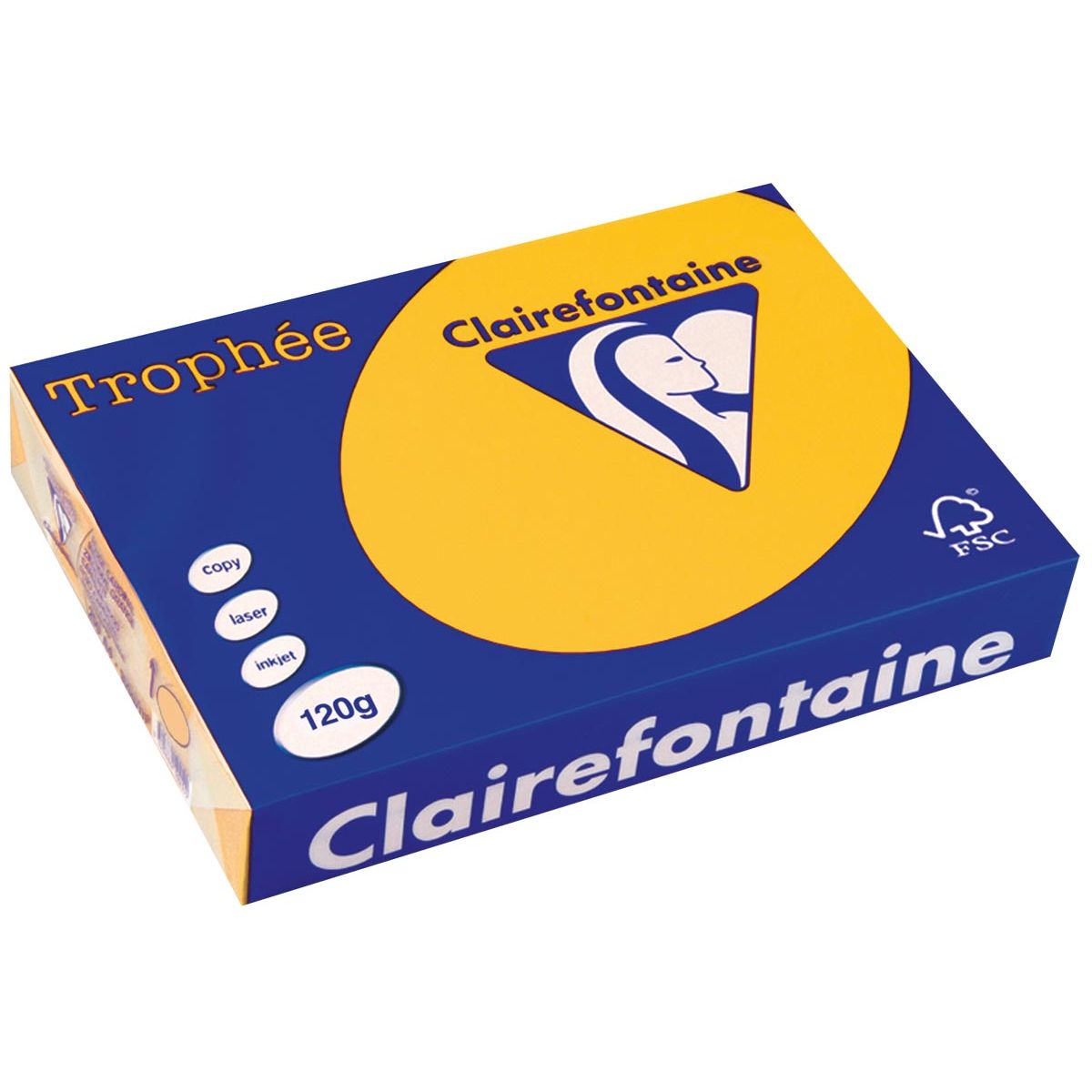 Clairefontaine - Trophée Intens, colored paper, A4, 120 g, 250 sheets, sunflower yellow