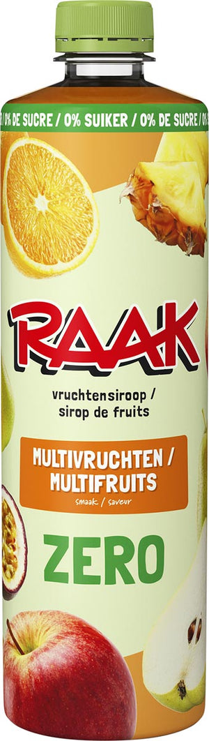 Raak -   siroop multivruchten Zero Sugar, fles van 75 cl