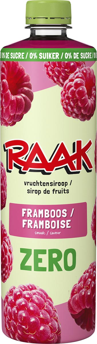 Raak -   siroop framboos Zero Sugar, fles van 75 cl