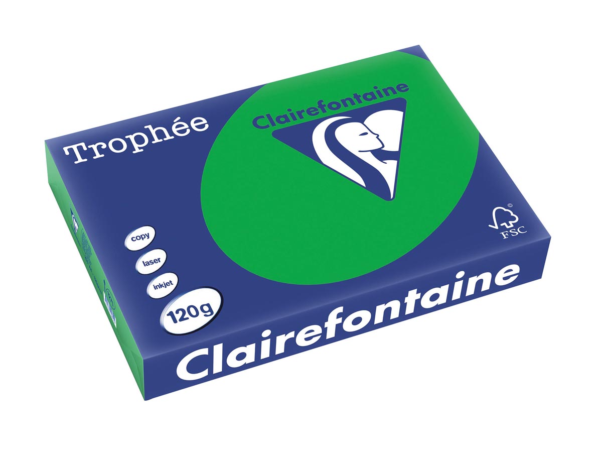 Clairefontaine -  Trophée Intens, gekleurd papier, A4, 120 g, 250 vel, bijartgroen