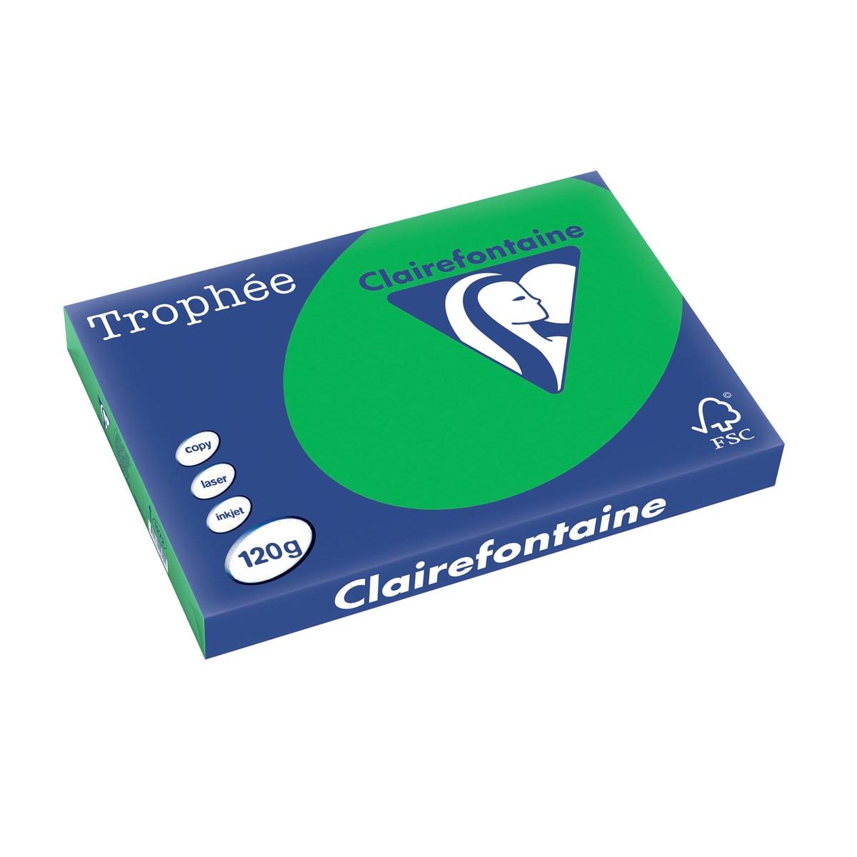 Clairefontaine - Trophée Intens, colored paper, A3, 120 g, 250 sheets, bijart green