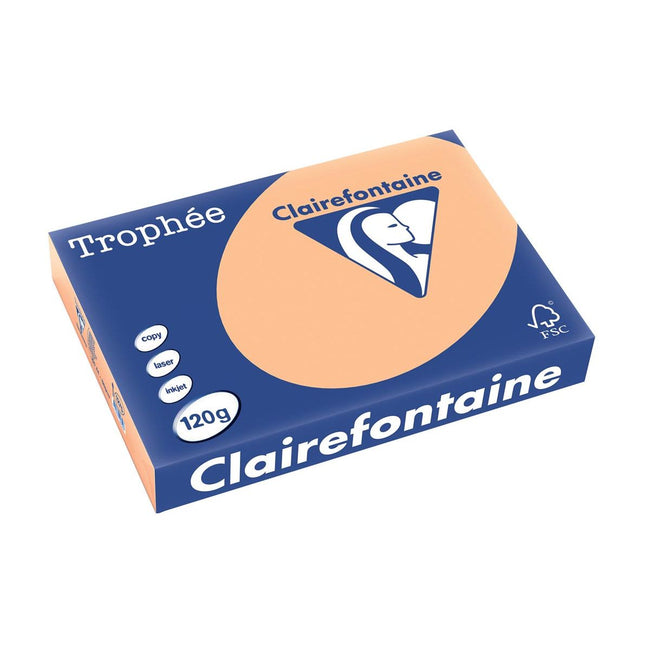 Clairefontaine - Trophée tel, farbiges Papier, A4, 120 g, 250 Blatt, Aprikose