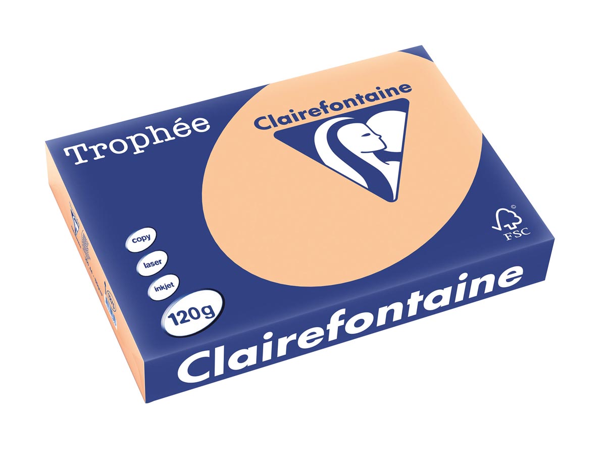 Clairefontaine - Trophée Tel, farbiges Papier, A4, 120 g, 250 Blech, Aprikose