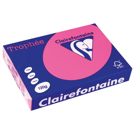 Clairefontaine -  Trophée tel, gekleurd papier, A4, 120 g, 250 vel, felroze
