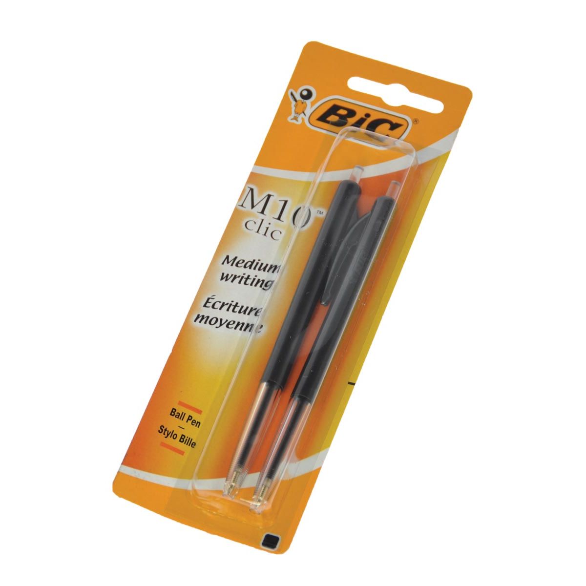 BIC -  balpen M10 Clic op blister, medium punt, zwart