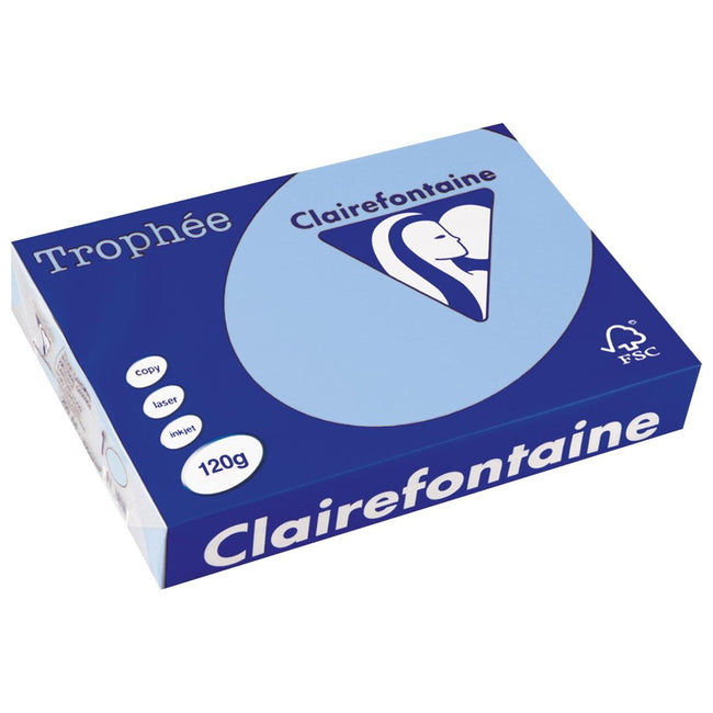 Clairefontaine - Trophée tel, gekleurd papier, A4, 120 g, 250 vel, helblauw