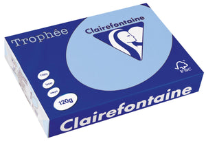 Clairefontaine - Trophée tel, papier coloré, A4, 120 g, 250 feuilles, bleu vif