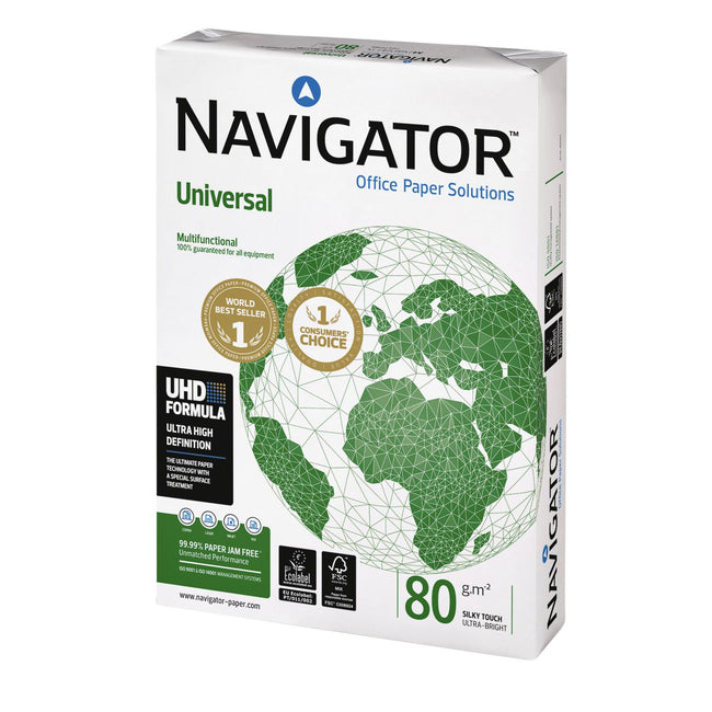 Navigator - Carta per fotocopie Universale A4 80gr bianca 500 fogli | 5 pezzi