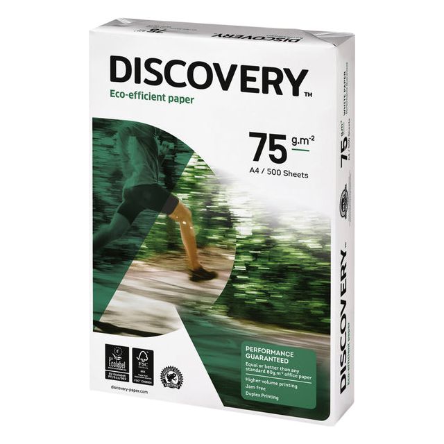 Entdeckung - Kopierpapier Discovery A4 75gr White | Packung mit 500 Blättern